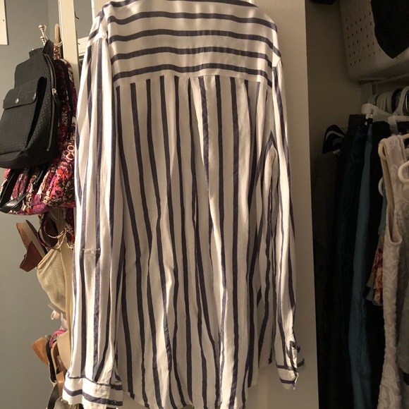 SOLD! denim and white striped button down - Picture 2 of 3